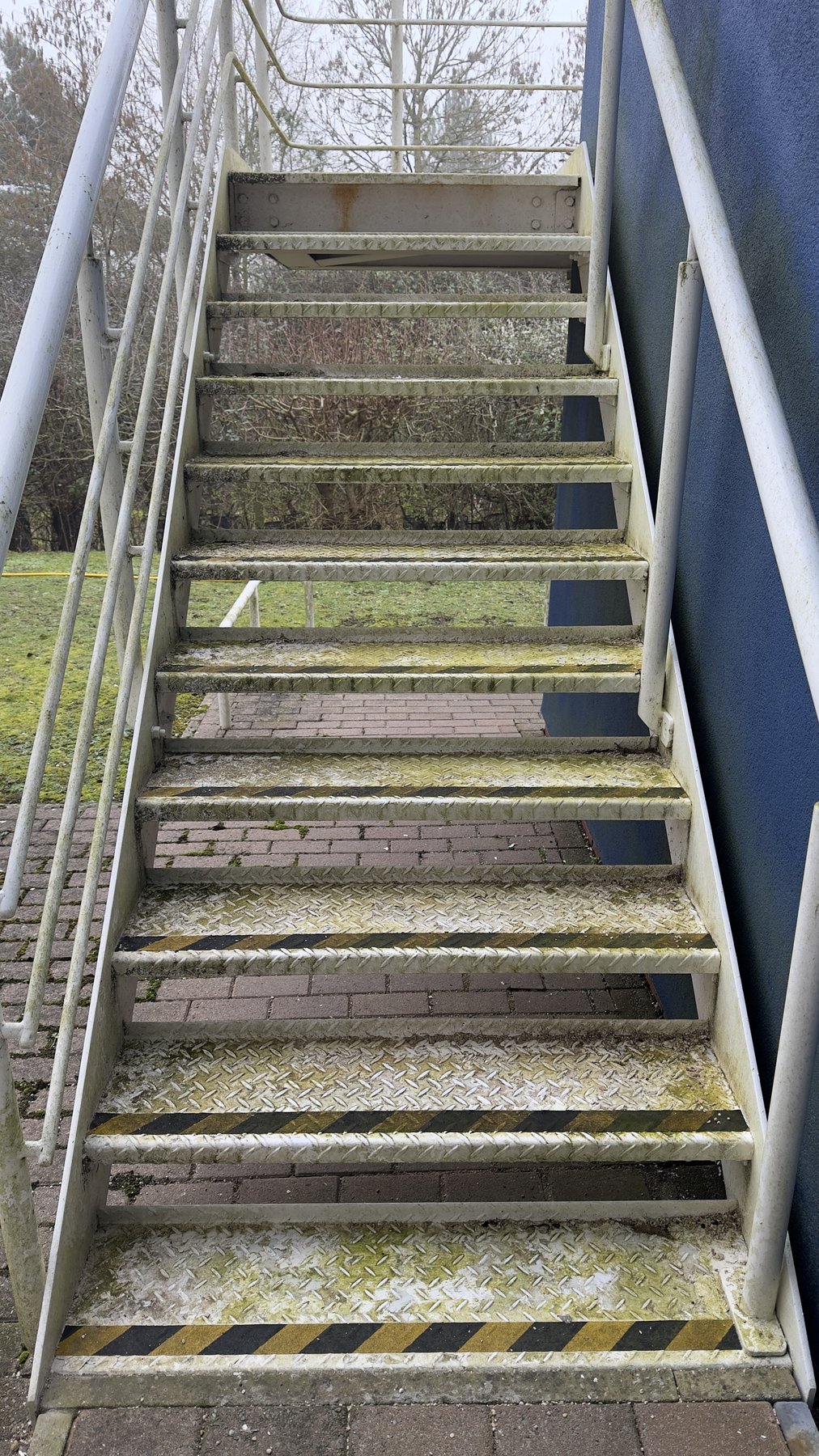 Fire escape staircase before cleaning, Jetstream Powerwash Swindon