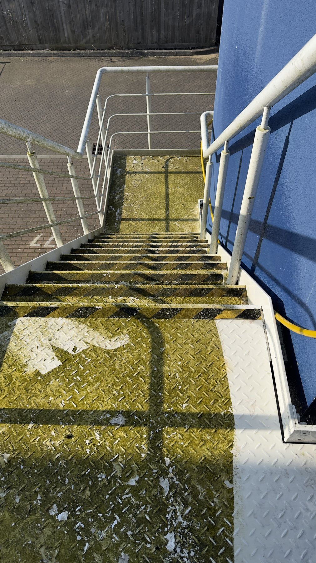 Fire escape staircase during cleaning