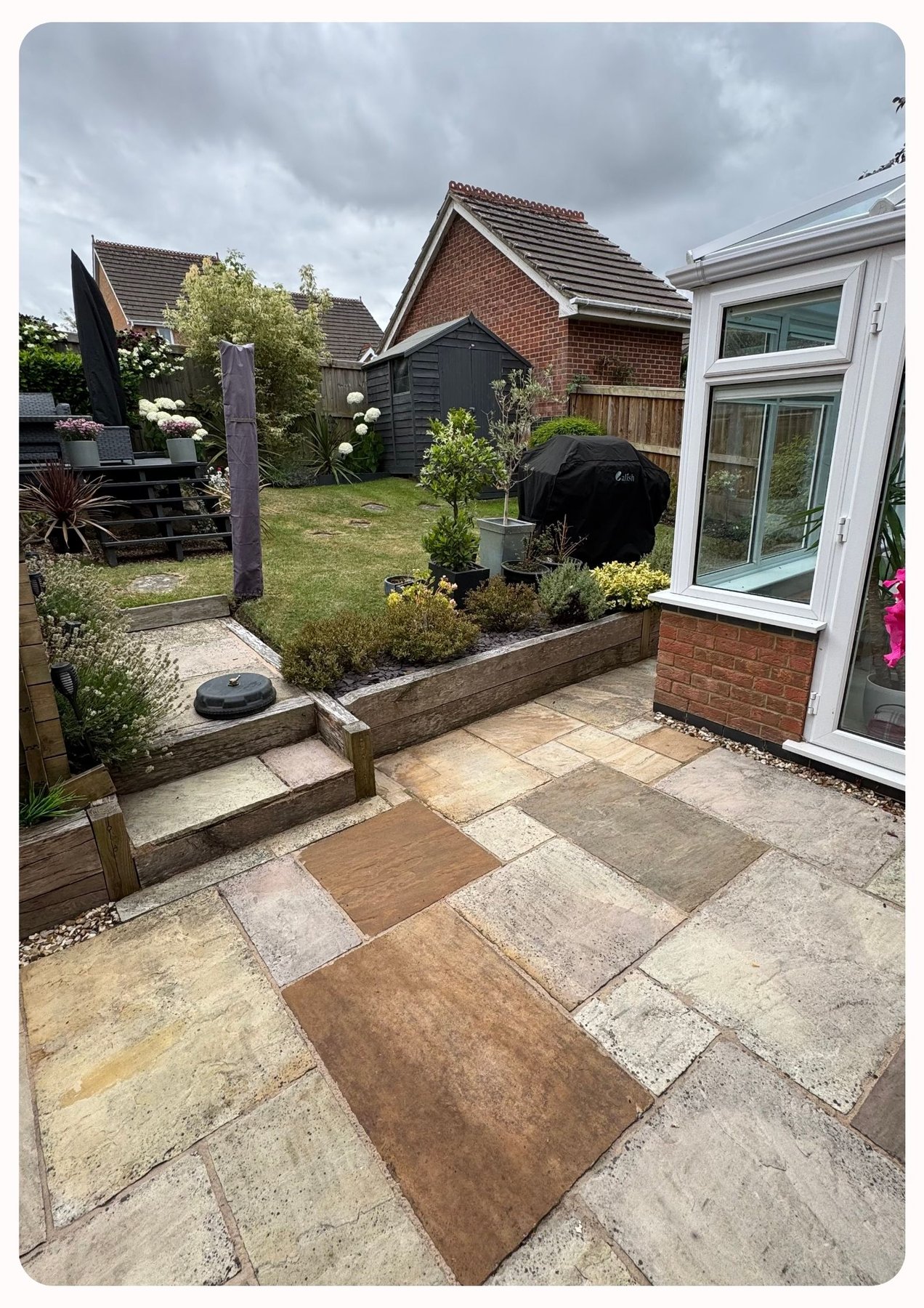 Patio before cleaning, Jetstream Powerwash Swindon