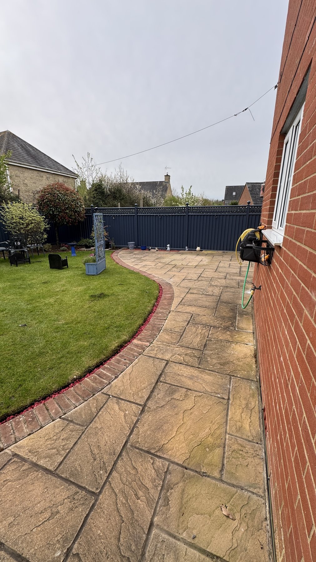 Patio before cleaning, Jetstream Powerwash Swindon