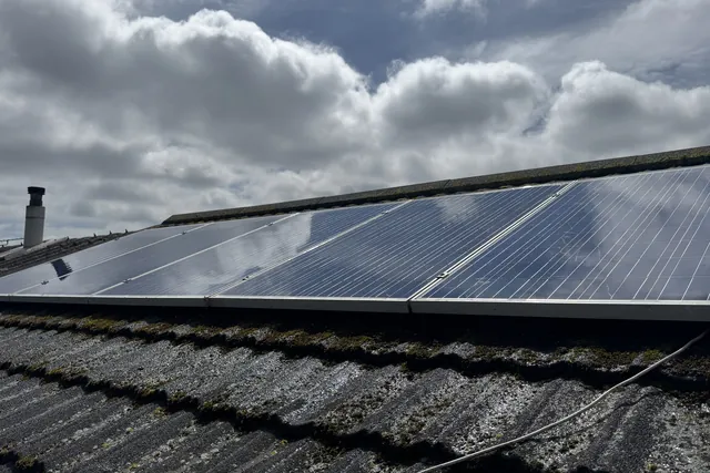 Residential solar panel array after professional cleaning